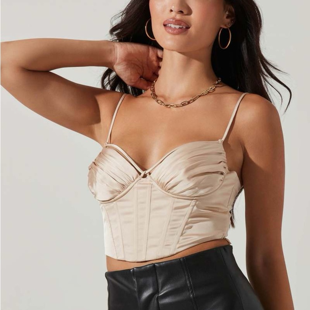 ASTR The Label Champagne Capri Corset Top